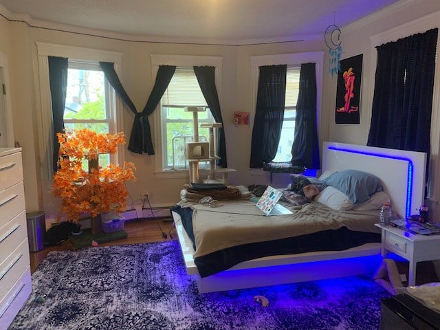 Bedroom with hardwood floors and natural light at Aruba
