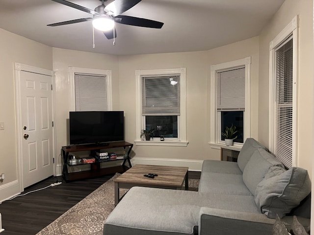 Living room with hardwood floors at Bahamas