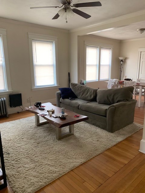 Living room with hardwood floors at Daytona Beach