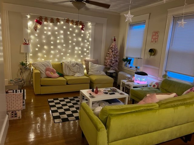Living room with hardwood floors at Daytona Beach