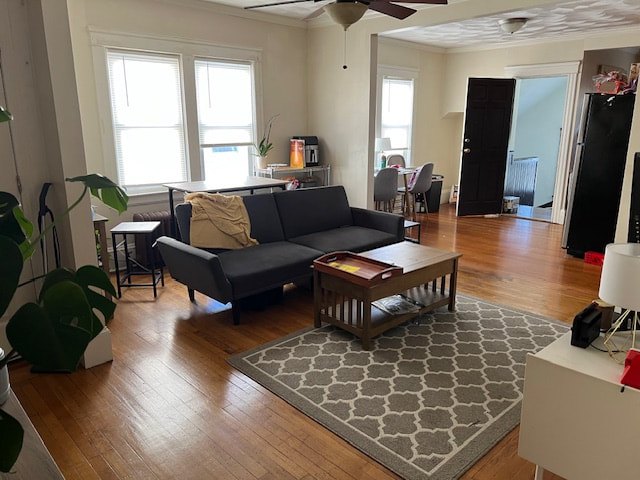 Living room with sofa, coffee table and hardwood floors at Daytona Beach