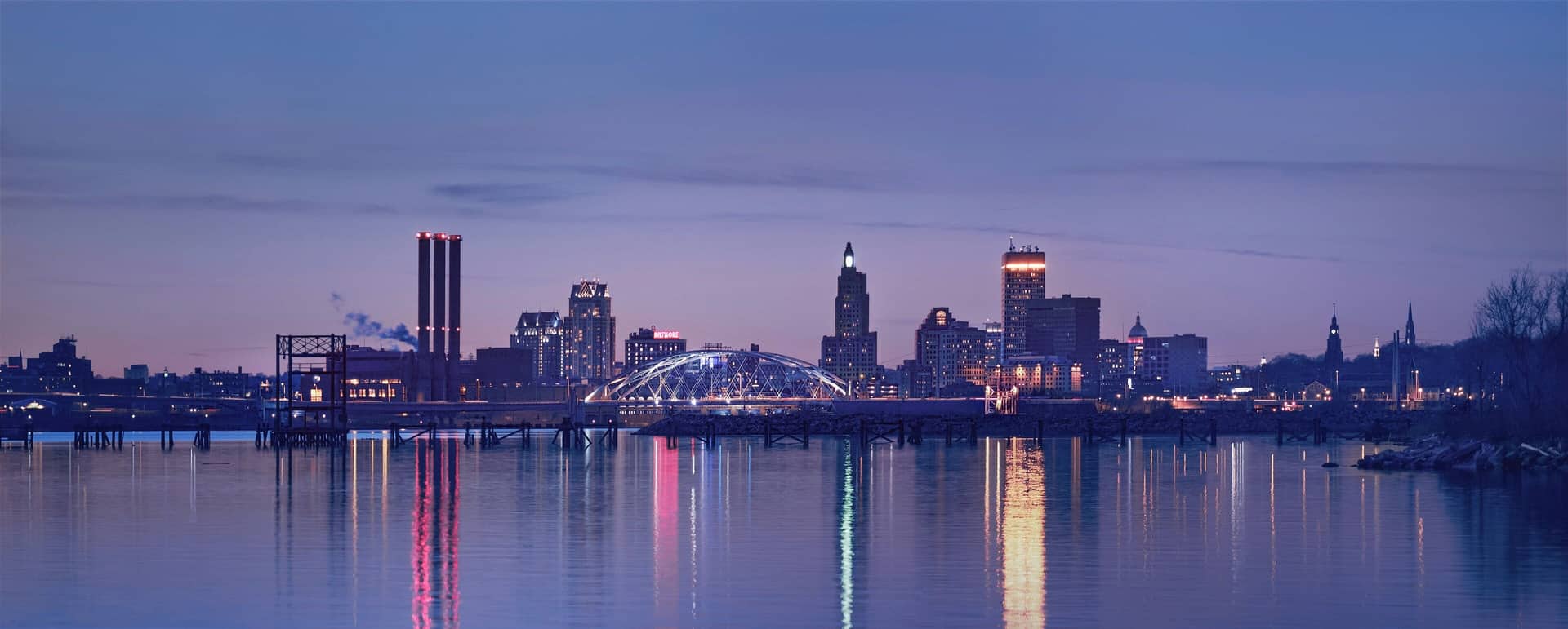 The Providence skyline at dusk